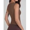 Women Deep V Neck Tops Sexy Sleeveless Crop Top Stretchy Trendy Going Out Tank Top Cute Summer Clothes(Brown)
