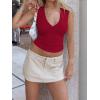Women Deep V Neck Tops Sexy Sleeveless Crop Top Stretchy Trendy Going Out Tank Top Cute Summer Clothes(Red)