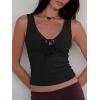 Women Deep V Neck Tops Sexy Sleeveless Crop Top Stretchy Trendy Going Out Tank Top Cute Summer Clothes(Y-black)