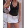 Women Deep V Neck Tops Sexy Sleeveless Crop Top Stretchy Trendy Going Out Tank Top Cute Summer Clothes(Y-black)