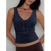 Women Deep V Neck Tops Sexy Sleeveless Crop Top Stretchy Trendy Going Out Tank Top Cute Summer Clothes(Z-dark Blue Floral)