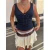 Women Deep V Neck Tops Sexy Sleeveless Crop Top Stretchy Trendy Going Out Tank Top Cute Summer Clothes(Z-dark Blue Floral)
