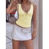 Women Deep V Neck Tops Sexy Sleeveless Crop Top Stretchy Trendy Going Out Tank Top Cute Summer Clothes(Z-light Yellow)