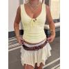 Women Deep V Neck Tops Sexy Sleeveless Crop Top Stretchy Trendy Going Out Tank Top Cute Summer Clothes(Z-light Yellow)