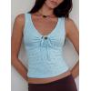 Women Deep V Neck Tops Sexy Sleeveless Crop Top Stretchy Trendy Going Out Tank Top Cute Summer Clothes(Z-sky Blue Floral)