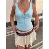 Women Deep V Neck Tops Sexy Sleeveless Crop Top Stretchy Trendy Going Out Tank Top Cute Summer Clothes(Z-sky Blue Floral)
