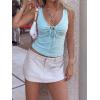 Women Deep V Neck Tops Sexy Sleeveless Crop Top Stretchy Trendy Going Out Tank Top Cute Summer Clothes(Z-sky Blue Floral)