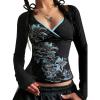 EMMIOL Y2k Fairy Grunge Short Sleeve Shirts For Women – Vintage Cute Summer V Neck Crop Tops Emo Gothic Clothes Workout Tops(318-blue)