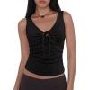 Women Deep V Neck Tops Sexy Sleeveless Crop Top Stretchy Trendy Going Out Tank Top Cute Summer Clothes(Z-black Floral)