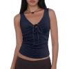 Women Deep V Neck Tops Sexy Sleeveless Crop Top Stretchy Trendy Going Out Tank Top Cute Summer Clothes(Z-dark Blue Floral)