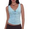 Women Deep V Neck Tops Sexy Sleeveless Crop Top Stretchy Trendy Going Out Tank Top Cute Summer Clothes(Z-sky Blue Floral)