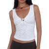 Women Deep V Neck Tops Sexy Sleeveless Crop Top Stretchy Trendy Going Out Tank Top Cute Summer Clothes(Z-white Floral)