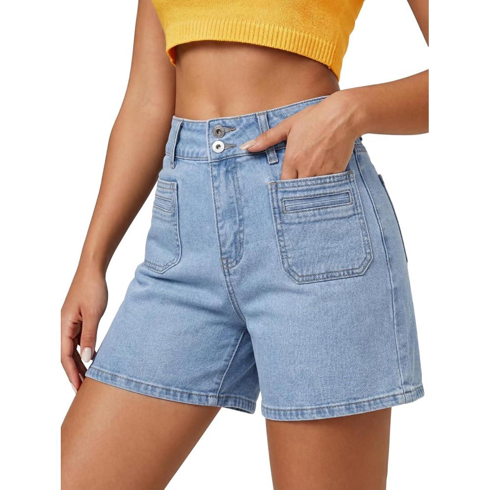 image:imageEMMIOL Womens Jean Shorts High Waisted Denim Trendy Casual JortsLight Blue016