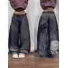 EMMIOL Women Y2k Baggy Jeans Wide Leg Vintage Denim Pants Gothic Mid High Waisted Trousers Trendy(Light Blue)