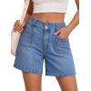 EMMIOL Womens Jean Shorts High Waisted Denim Trendy Casual Jorts(Blue-016)