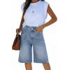 EMMIOL Womens Jean Shorts High Waisted Denim Trendy Casual Jorts(Light Blue-017)
