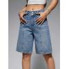 EMMIOL Womens Jean Shorts High Waisted Denim Trendy Casual Jorts(Mid Blue-018)