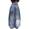 EMMIOL Women Y2k Baggy Jeans Wide Leg Vintage Denim Pants Gothic Mid High Waisted Trousers Trendy(Light Blue)