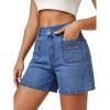 EMMIOL Womens Jean Shorts High Waisted Denim Trendy Casual Jorts(Mid Blue-016)