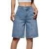 EMMIOL Womens Jean Shorts High Waisted Denim Trendy Casual Jorts(Mid Blue-018)
