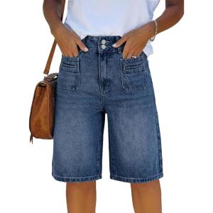 EMMIOL Womens Jean Shorts High Waisted Denim Trendy Casual Jorts(Blue-017)