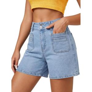 EMMIOL Womens Jean Shorts High Waisted Denim Trendy Casual Jorts(Light Blue-016)