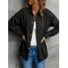 EMMIOL Denim Shirt Women Button Down Long Sleeve Denim Blouse 2026 Hidden Button Jean Shirt Oversized Summer Casual Tops(Black)