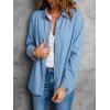 EMMIOL Denim Shirt Women Button Down Long Sleeve Denim Blouse 2026 Hidden Button Jean Shirt Oversized Summer Casual Tops(Light Blue)