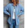 EMMIOL Denim Shirt Women Button Down Long Sleeve Denim Blouse 2026 Hidden Button Jean Shirt Oversized Summer Casual Tops(Light Blue)