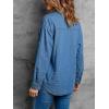 EMMIOL Denim Shirt Women Button Down Long Sleeve Denim Blouse 2026 Hidden Button Jean Shirt Oversized Summer Casual Tops(Mid Blue)