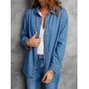EMMIOL Denim Shirt Women Button Down Long Sleeve Denim Blouse 2026 Hidden Button Jean Shirt Oversized Summer Casual Tops(Mid Blue)