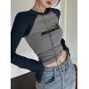EMMIOL Raglan Tee for Women Y2k Clothing Going Out Tops Long Sleeve Ribbed Knit Crop Top Scoop Neck Tee Shirt Club Streetwear(Blue)
