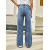 EMMIOL Wide Leg Jeans for Women Mid High Waisted Straight Leg Baggy Pants 2026 Trendy Casual Denim Jeans with Front Seamed(Blue)