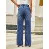 EMMIOL Wide Leg Jeans for Women Mid High Waisted Straight Leg Baggy Pants 2026 Trendy Casual Denim Jeans with Front Seamed(Dark Blue)