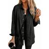 EMMIOL Denim Shirt Women Button Down Long Sleeve Denim Blouse 2026 Hidden Button Jean Shirt Oversized Summer Casual Tops(Black)