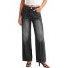 EMMIOL Wide Leg Jeans for Women Mid High Waisted Straight Leg Baggy Pants 2026 Trendy Casual Denim Jeans with Front Seamed(Black)