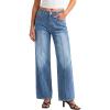 EMMIOL Wide Leg Jeans for Women Mid High Waisted Straight Leg Baggy Pants 2026 Trendy Casual Denim Jeans with Front Seamed(Blue)