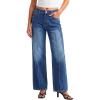EMMIOL Wide Leg Jeans for Women Mid High Waisted Straight Leg Baggy Pants 2026 Trendy Casual Denim Jeans with Front Seamed(Dark Blue)