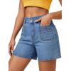 EMMIOL Women’s 2 Piece Outfits, Mid-High Waisted Stretchy Jorts & Denim Bib Overalls Pants, Casual Summer Streetwear Sets
