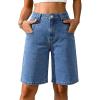EMMIOL Bermuda Jean Shorts Womens High Waisted Jorts Straight Leg Denim Vintage Cute Long Baggy Y2k