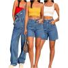 EMMIOL Women’s 2 Piece Outfits, Mid-High Waisted Stretchy Jorts & Denim Bib Overalls Pants, Casual Summer Streetwear Sets