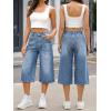 EMMIOL Baggy Jorts for Women Elastic High Waisted Bermuda Y2k Jeans Shorts Machine Washable Casual Summer Long Denim Shorts(Blue)