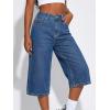EMMIOL Baggy Jorts for Women Elastic High Waisted Bermuda Y2k Jeans Shorts Machine Washable Casual Summer Long Denim Shorts(Blue-091)
