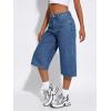 EMMIOL Baggy Jorts for Women Elastic High Waisted Bermuda Y2k Jeans Shorts Machine Washable Casual Summer Long Denim Shorts(Blue-091)