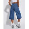 EMMIOL Baggy Jorts for Women Elastic High Waisted Bermuda Y2k Jeans Shorts Machine Washable Casual Summer Long Denim Shorts(Blue-091)