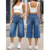 EMMIOL Baggy Jorts for Women Elastic High Waisted Bermuda Y2k Jeans Shorts Machine Washable Casual Summer Long Denim Shorts(Mid Blue)