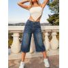 EMMIOL Baggy Jorts for Women Elastic High Waisted Bermuda Y2k Jeans Shorts Machine Washable Casual Summer Long Denim Shorts(Navy Blue)