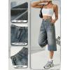 EMMIOL Baggy Jorts for Women Elastic High Waisted Bermuda Y2k Jeans Shorts Machine Washable Casual Summer Long Denim Shorts(Vintage Blue)
