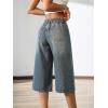 EMMIOL Baggy Jorts for Women Elastic High Waisted Bermuda Y2k Jeans Shorts Machine Washable Casual Summer Long Denim Shorts(Vintage Blue)