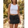 EMMIOL Jean Skirts for Women Mid High Waisted Denim Mini Skirt Summer Cotton Vintage Button Cargo Skorts with Pocket Y2K Sexy(Black)